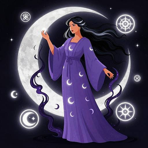 Celestial Moon Priestess in Pop Art