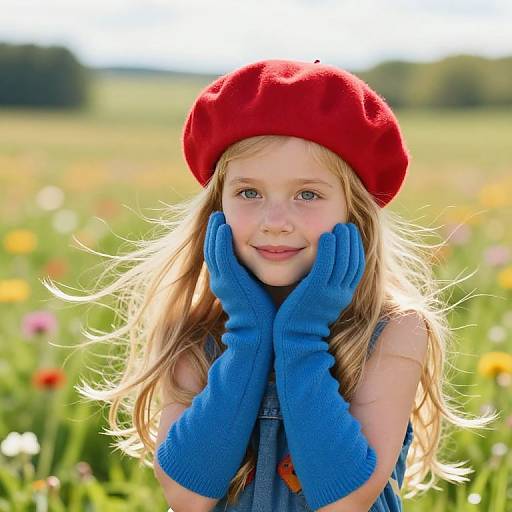 Cheerful Girl in Sunlit Meadow
