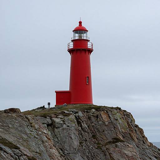 Resilient Red Lighthouse on Cliff