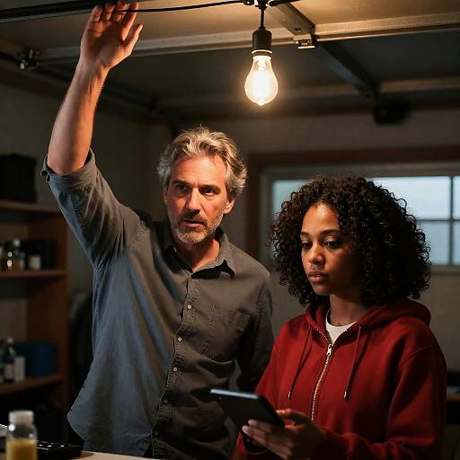 Intense Moments in a Dim Garage