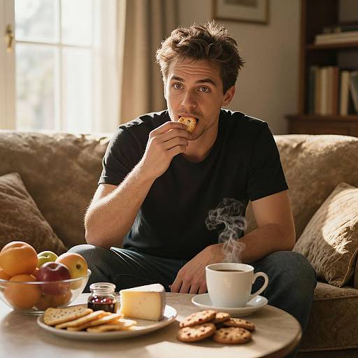 Serene Morning with Snacks and Coffee