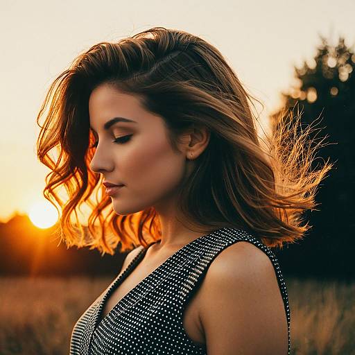 Woman with Gelled Hair at Sunset