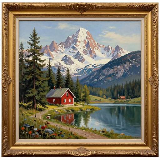 Thomas Kinkade Mountain Paradise Painting