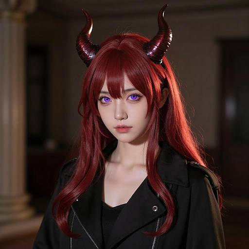 Red-Haired Demon Girl Portrait