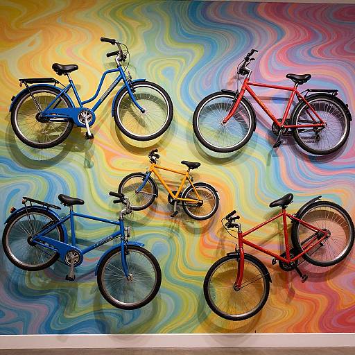 Vibrant Bicycles Defying Gravity