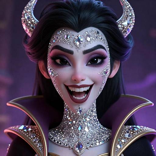 Hyper-realistic Demon Vampire Woman Close-up