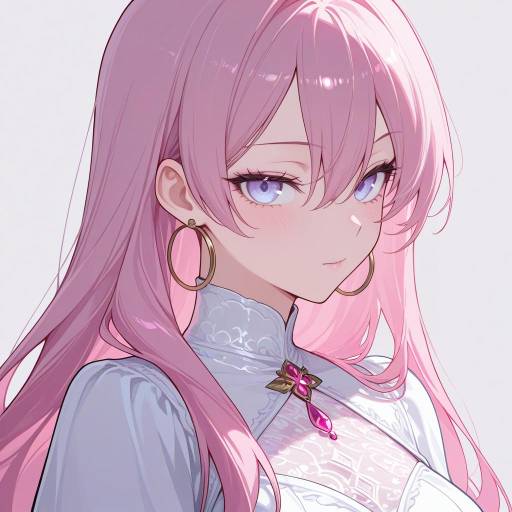 Ethereal Lady with Pink Hair and Jewelry