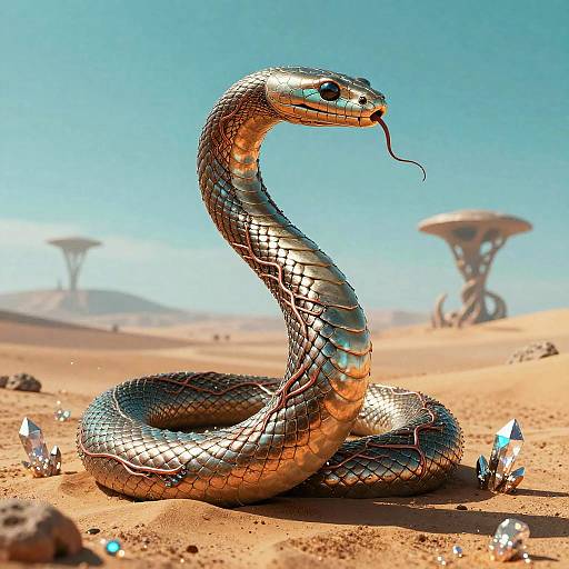 Surreal Biomechanical Serpent Illustration