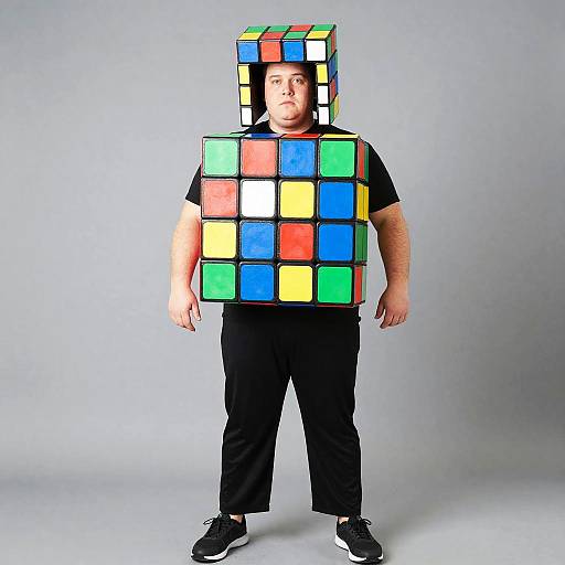 Man Wearing Plus Size Rubik's Cube Costume