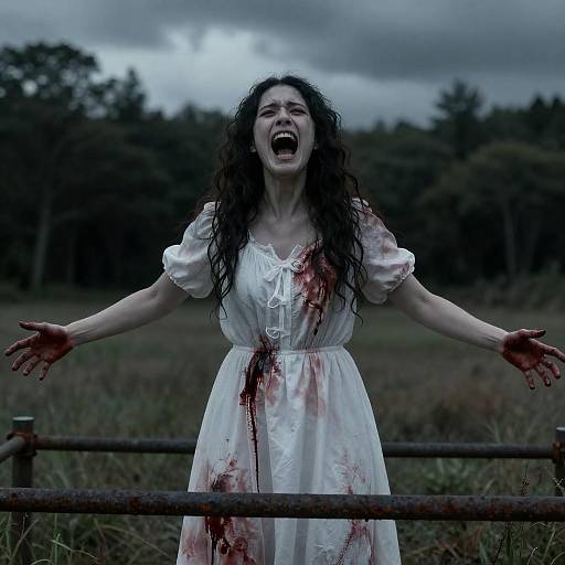 Terrifying Woman in a Dark Forest