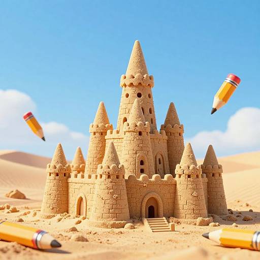 Dreamlike 3D Sandcastle Fantasy