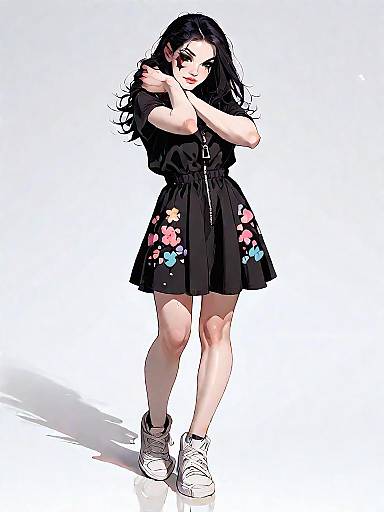 Sporty Black Mini Dress Studio Portrait