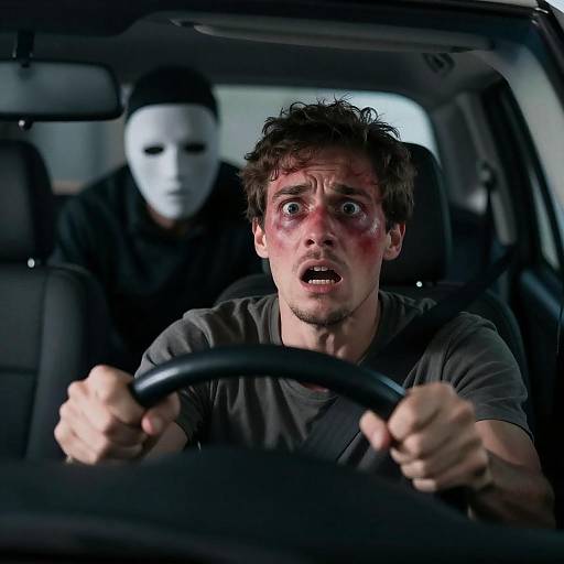 Masked Backseat Terror Frightened Driver