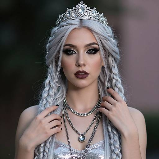 Ethereal Woman with Silver Braids