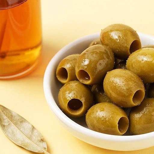 Vibrant Still Life with Olives and Bottle