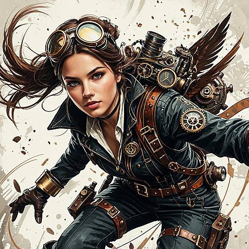 Energetic Steampunk Aviator Girl