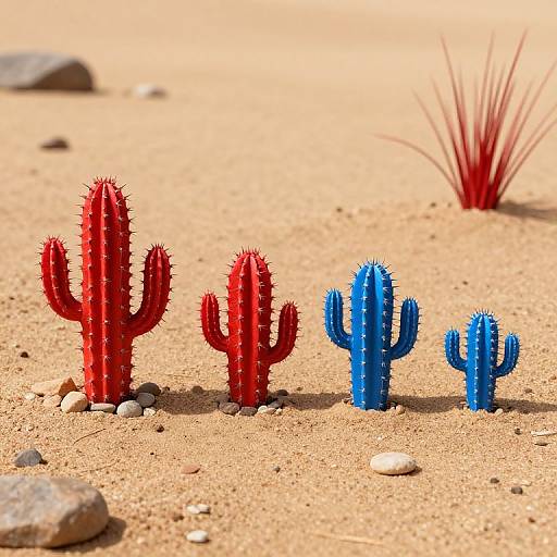 Red and Blue Cactuses on Mars