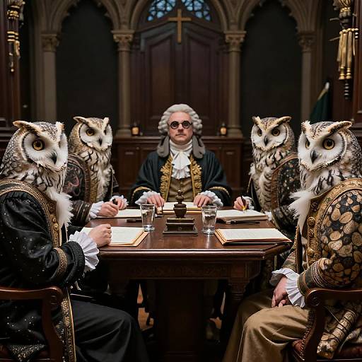 Owls Parliament in Ancient Chamber