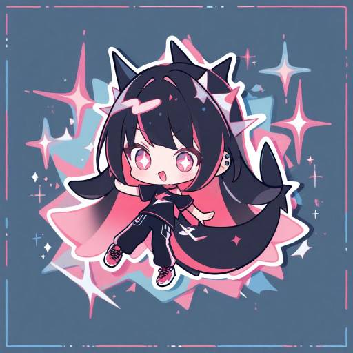 Vibrant Chibi Character with Shark Theme