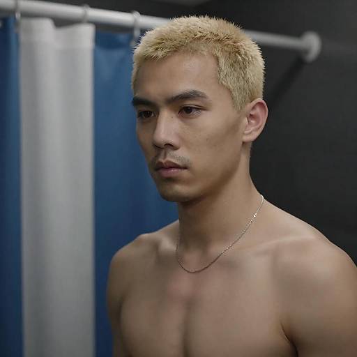 Portrait of a Serious Shirtless Man