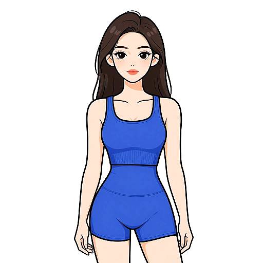 Athletic Woman in Royal Blue Romper