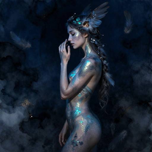 Ethereal Nymph with Turquoise Body Paint