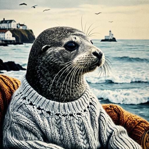 Art Nouveau Seal in Knitted Sweater