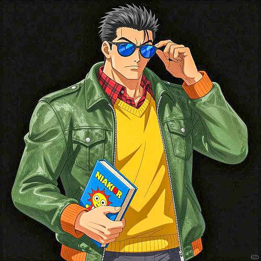 Anime Illustration of a Muscular Character