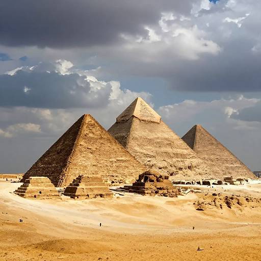 Pyramids Construction Under Dramatic Sky