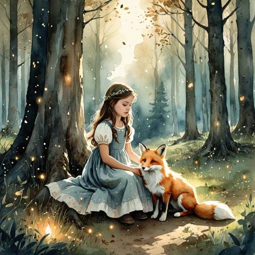 Ethereal Girl and Her Fox in Nature Ethereal Girl and Her Fox in Nature