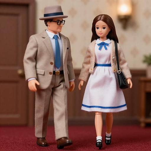 Doll Scene of Man and Woman Indoors