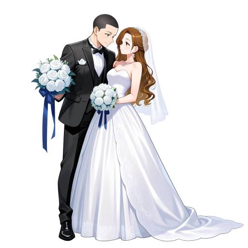 Elegant Wedding Couple in Attire Elegant Wedding Couple in Attire