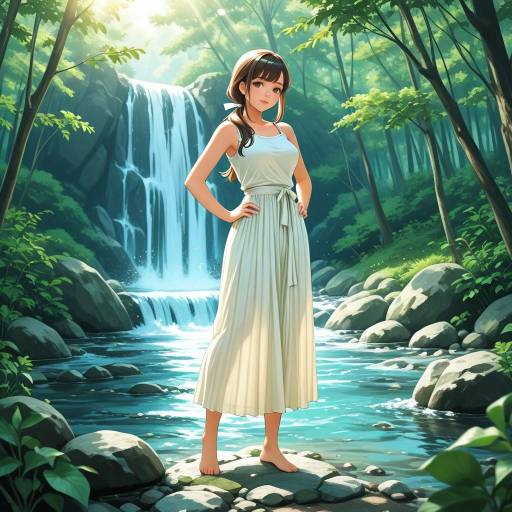 Admiral in Nature by the Waterfall
