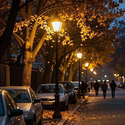 Golden Autumn Streetlamp Glow