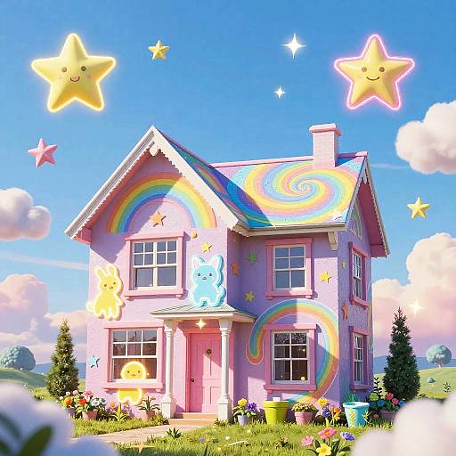 Bright Lisa Frank Neon Animal House