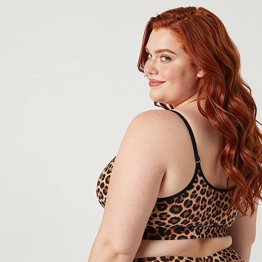 Plus-Sized Woman Wearing Leopard-Print Sports Bra