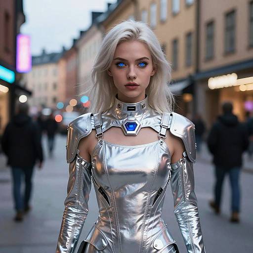 Cyberpunk Swedish Girl in Neon Stockholm