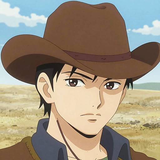 Anime Cowboy Hero Close-Up