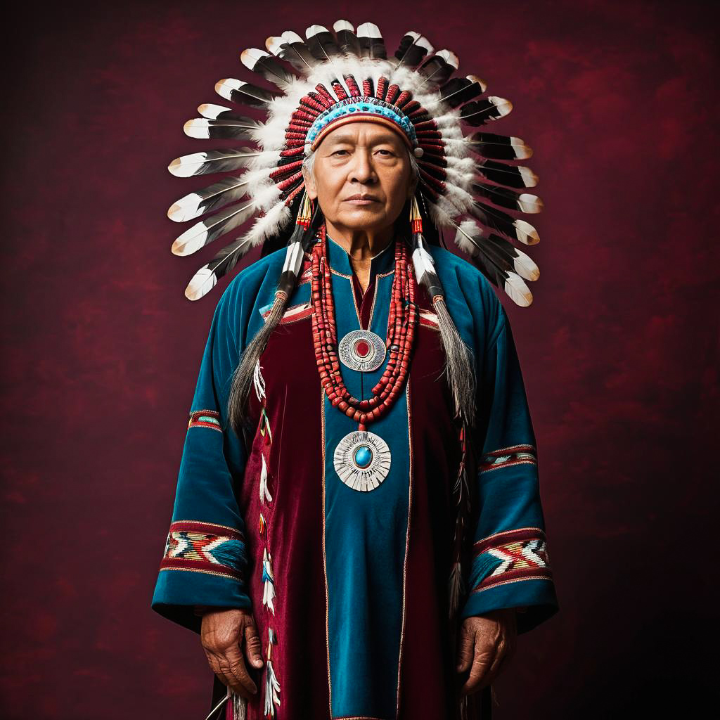 Proud Native American Elder in Regalia