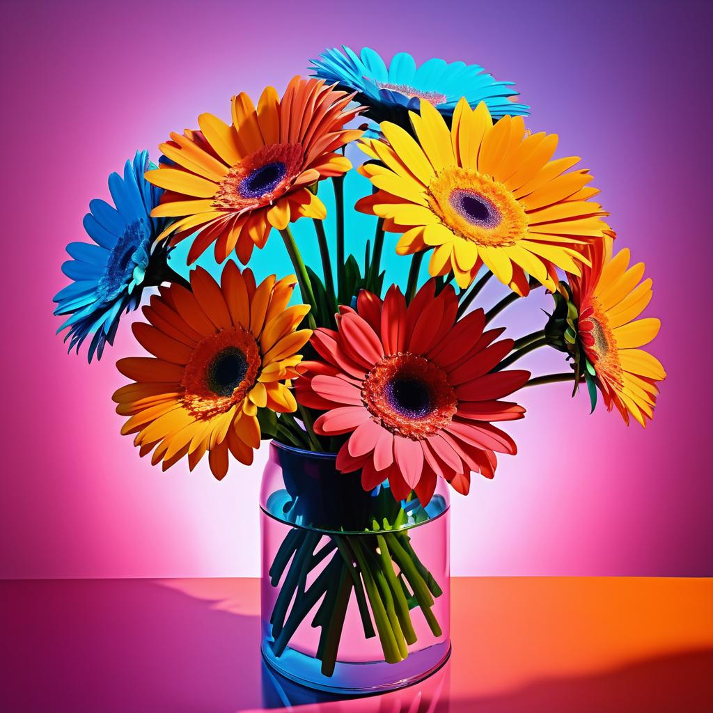 Vibrant Gerbera Bouquet in Warhol Style