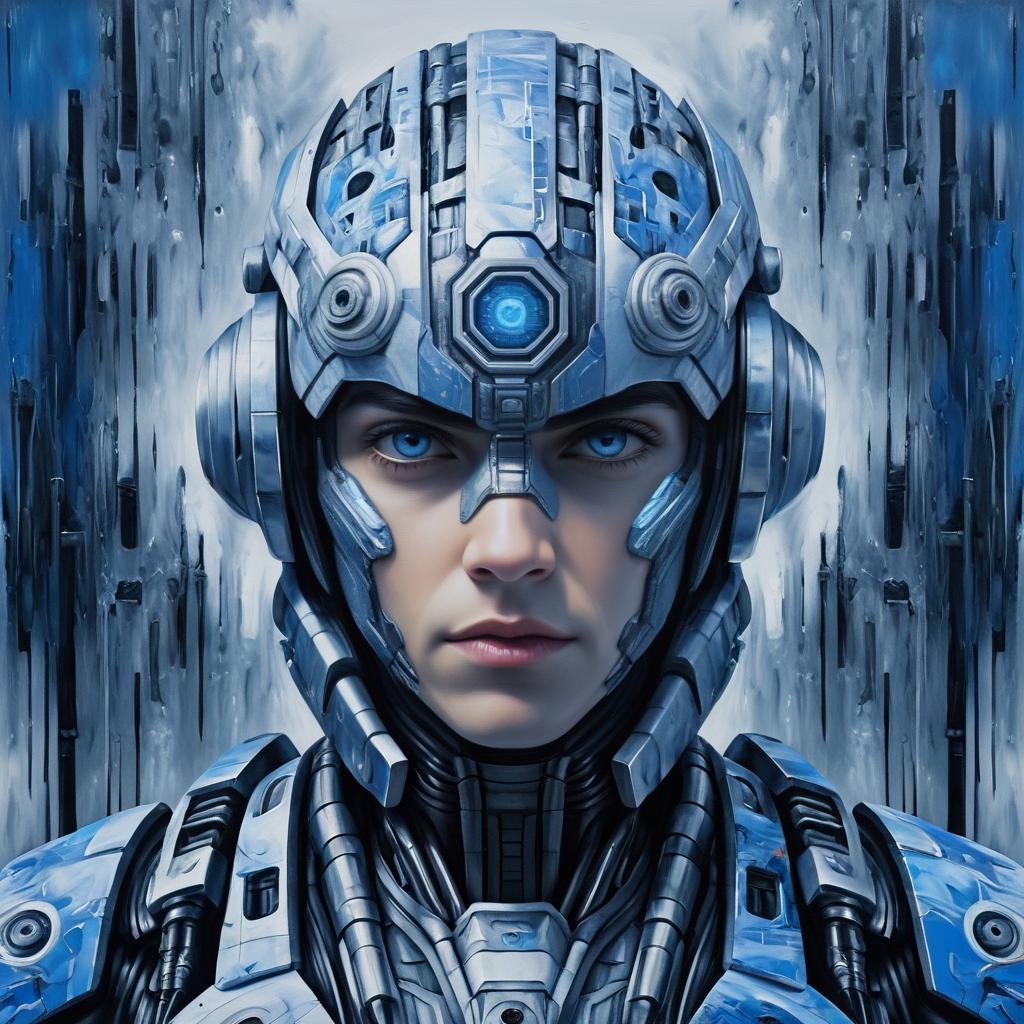 Cyborg Portrait in Dystopian Colors