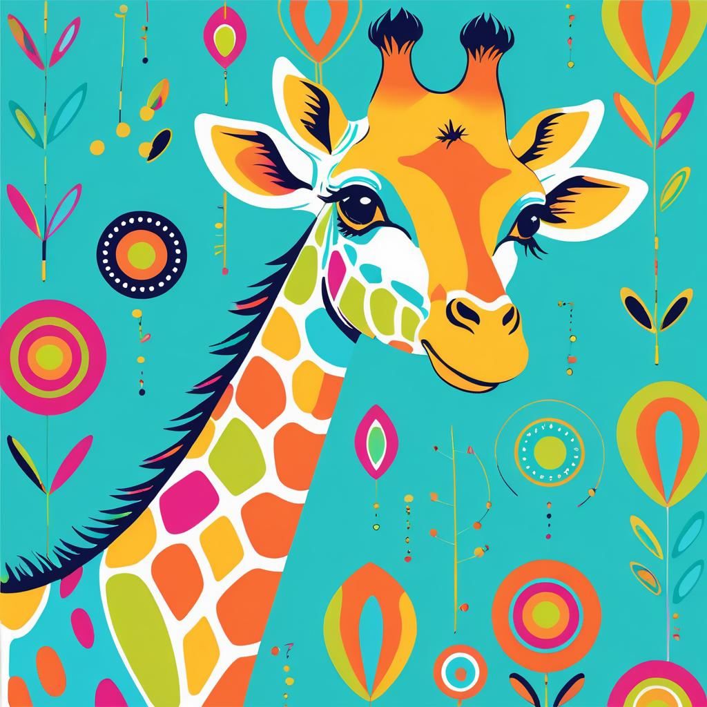 Vibrant Giraffe Vector Illustration