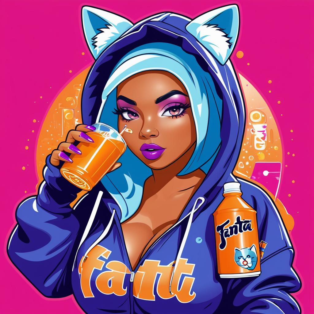 Hip-Hop DJ Kitty Character Illustration