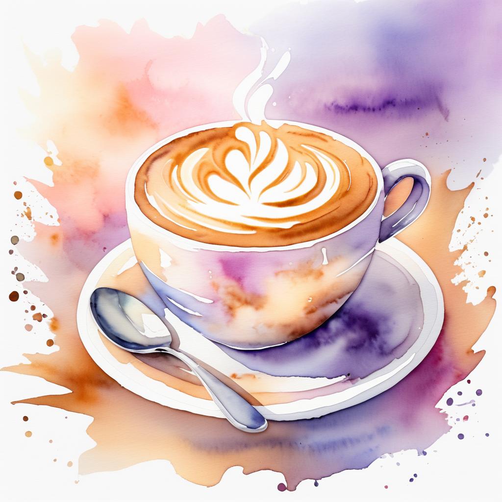 Whimsical Watercolor Cappuccino Art