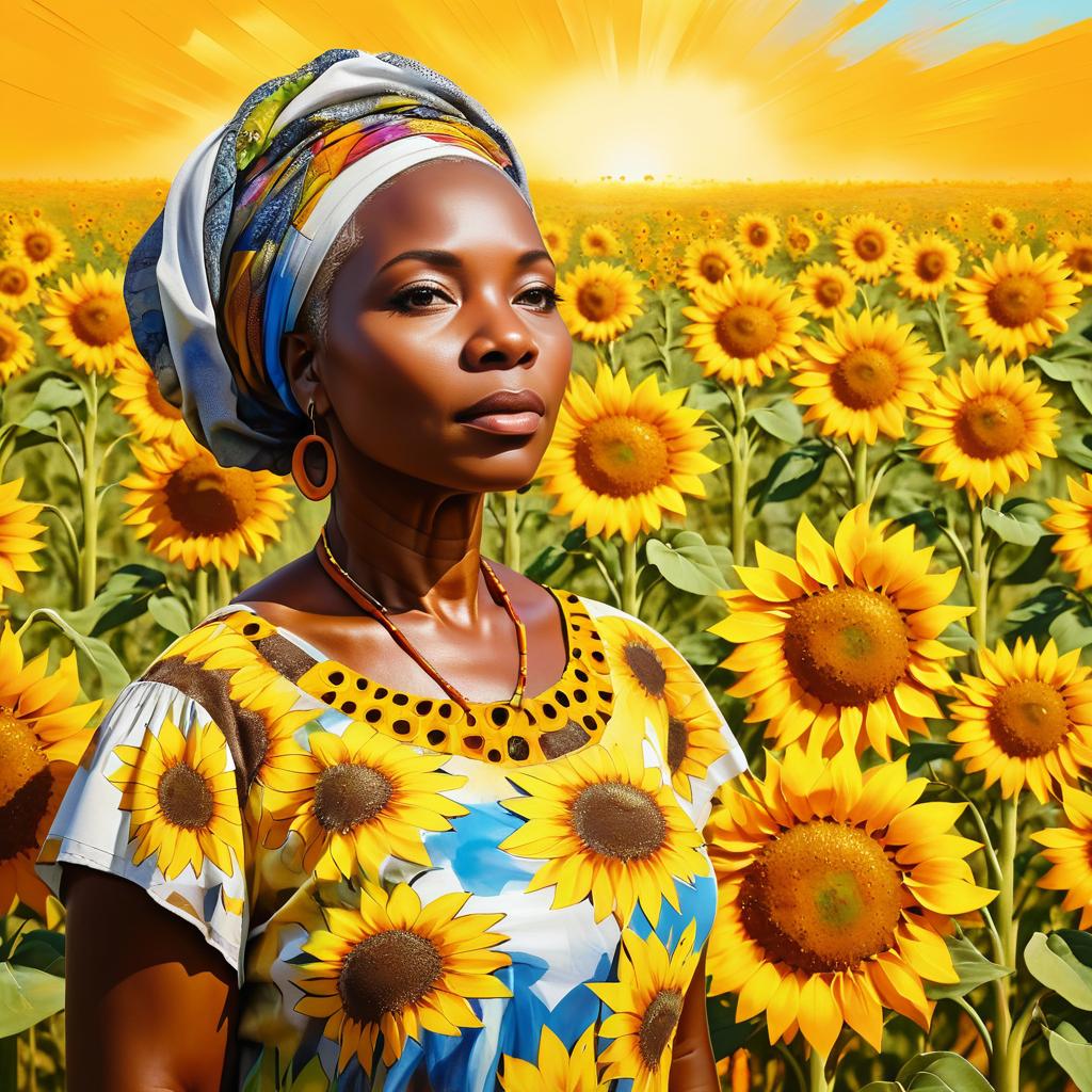 Vibrant Portrait of African Woman in Sunflowers