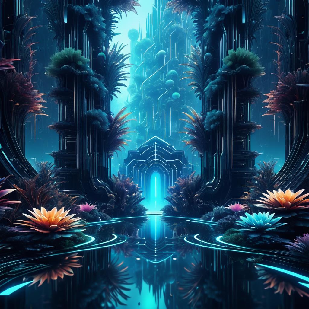 Alien Landscape with Futuristic AI Superstar