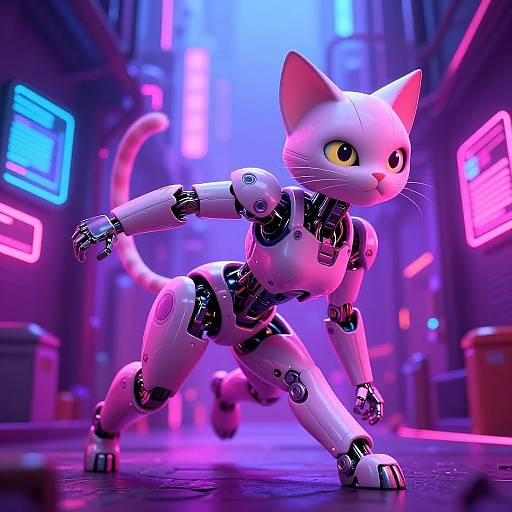 Cyberpunk Robot Cat Girl