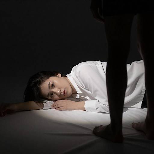 Illuminated Woman with Shadowed Figure