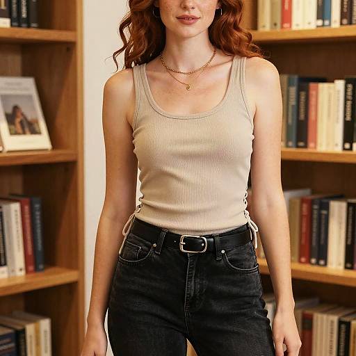 Natural Redhead in Cozy Bookshop