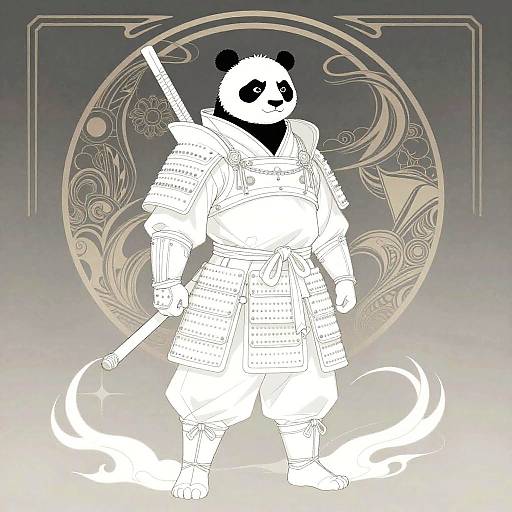 Anime Panda Samurai Full Portrait